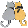 cats together, tails form heart